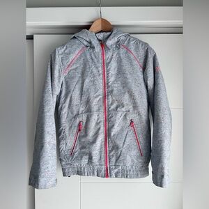 Roxy Speckled Gray Ski Jacket with Pink Zippers